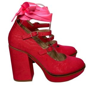 Free People Perfect Barbie Pair Pink Platform Strappy Block Heels